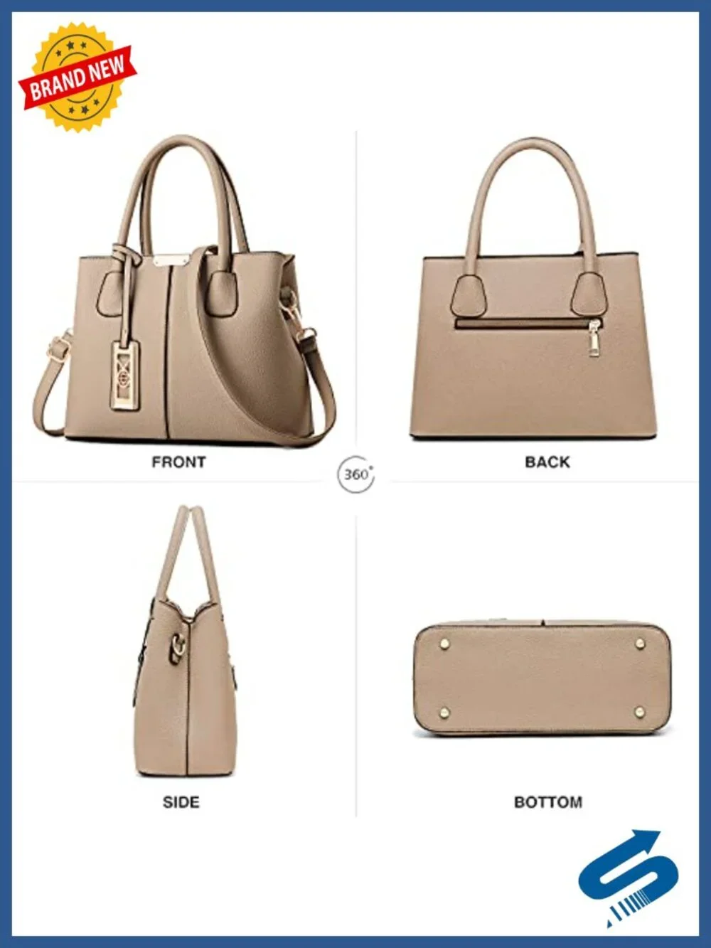 Leather Crossbody Bag Tote Shoulder Satchel with Gold Tone Hardware